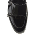 Genuine Leather Double Monk Strap Shoes // Patent Leather // Black (Euro: 45)