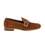 Genuine Suede Leather Single Monk Strap Shoes // Cinnamon (Euro: 45)