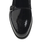 Genuine Leather Double Monk Strap Brogue Shoes // Patent Leather // Black (Euro: 42)