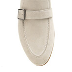 Genuine Suede Leather Single Monk Strap Shoes // Beige (Euro: 44)