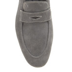 Genuine Suede Leather Penny Loafers // Gray (Euro: 44)