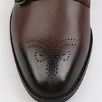 Genuine Leather Double Monk Strap Brogue Shoes // Brown (Euro: 42)