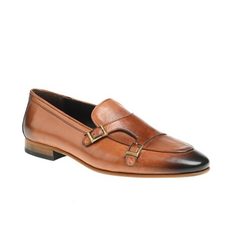 Genuine Leather Double Monk Strap Shoes // Tan (Euro: 40)