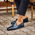 Genuine Leather Tassel Loafers // Navy Blue (Euro: 41)