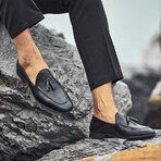 Genuine Leather Tassel Loafers // Black (Euro: 45)