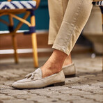 Genuine Suede Leather Tassel Loafers // Beige (Euro: 45)