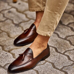 Genuine Leather Tassel Loafers // Brown (Euro: 40)