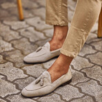 Genuine Suede Leather Tassel Loafers // Beige (Euro: 45)