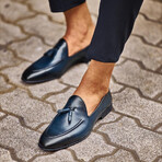 Genuine Leather Tassel Loafers // Navy Blue (Euro: 40)