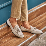 Genuine Suede Leather Tassel Loafers // Beige (Euro: 45)