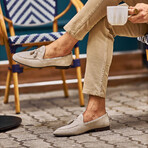 Genuine Suede Leather Tassel Loafers // Beige (Euro: 41)