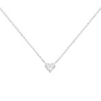 14k White Gold Lab-Grown Heart-Shape Diamond Solitaire Pendant Necklace // 18"