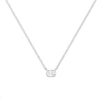 10K White Gold Lab-Grown Oval Solitaire Diamond East-West Pendant Necklace // 18"