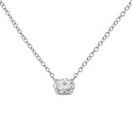 14K White Gold Lab-Grown Oval Shape Solitaire Diamond East-West Pendant Necklace // 18"