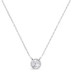 14K White Gold Lab-Grown Diamond Modern Bezel-Set Solitaire Pendant Necklace I // 16"-18"