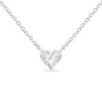 14k White Gold Lab-Grown Heart-Shape Diamond Solitaire Pendant Necklace // 18"