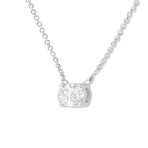 10K White Gold Lab-Grown Oval Solitaire Diamond East-West Pendant Necklace // 18"