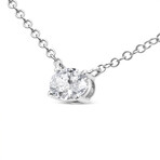 14K White Gold Lab-Grown Oval Shape Solitaire Diamond East-West Pendant Necklace // 18"