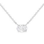 10K White Gold Lab-Grown Oval Solitaire Diamond East-West Pendant Necklace // 18"