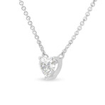 14k White Gold Lab-Grown Heart-Shape Diamond Solitaire Pendant Necklace // 18"