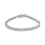 14K White Gold Lab-Grown Diamond Miracle Plate + S-Link Tennis Bracelet // 7"