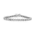 14K White Gold Lab-Grown Diamond Miracle Plate + S-Link Tennis Bracelet // 7"