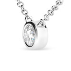 14K White Gold Lab-Grown Diamond Modern Bezel-Set Solitaire Pendant Necklace I // 16"-18"