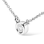 14K White Gold Lab-Grown Diamond Modern Bezel-Set Solitaire Pendant Necklace II // 16"-18"