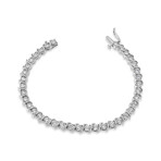 14K White Gold Lab-Grown Diamond Miracle Plate + S-Link Tennis Bracelet // 7"