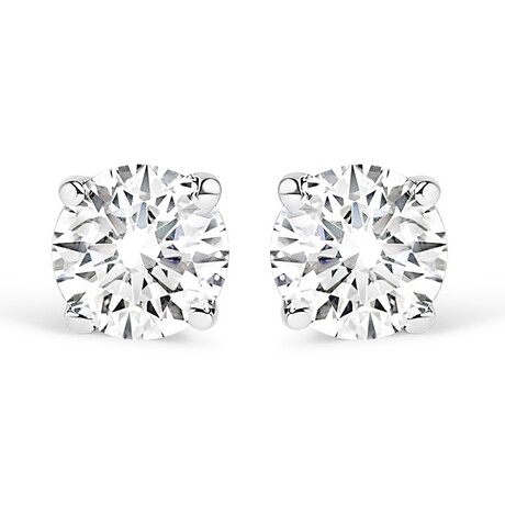 925 Sterling Silver Round Lab-Grown Diamond Classic 4-Prong Solitaire Stud Earrings III