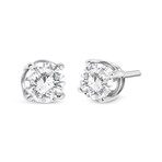 14K White Gold Lab-Grown Diamond 4-Prong Classic Stud Earrings