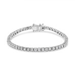 14K White Gold Miracle Set Round-Cut Lab-Grown Diamond Illusion Tennis Bracelet // 7"