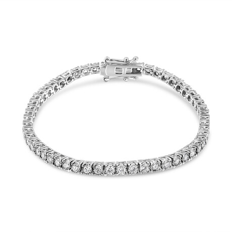 14K White Gold Miracle Set Round-Cut Lab-Grown Diamond Illusion Tennis Bracelet // 7"