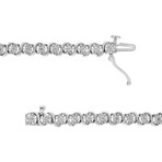 14K White Gold Lab-Grown Diamond Miracle Plate + S-Link Tennis Bracelet // 7"