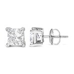 14K White Gold Princess-Cut Lab-Grown Diamond Solitaire Stud Earrings III