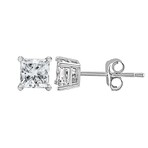 14K White Gold Princess-Cut Lab-Grown Diamond Solitaire Stud Earrings I