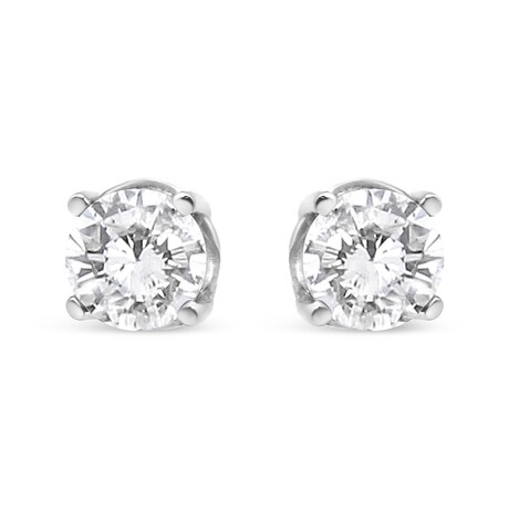 14K White Gold Lab-Grown Diamond 4-Prong Classic Stud Earrings