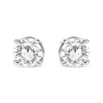 14K White Gold Lab-Grown Diamond 4-Prong Classic Stud Earrings