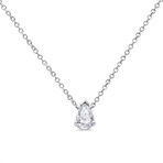 14K White Gold Lab-Grown Pear Shape Solitaire Diamond Pendent Necklace // 18"