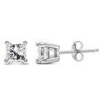 14K White Gold Princess-Cut Lab-Grown Diamond Solitaire Stud Earrings