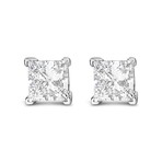 14K White Gold Princess-Cut Lab-Grown Diamond Solitaire Stud Earrings II