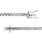 14K White Gold Miracle Set Round-Cut Lab-Grown Diamond Illusion Tennis Bracelet // 7"