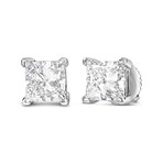 14K White Gold Princess-Cut Lab-Grown Diamond Solitaire Stud Earrings III