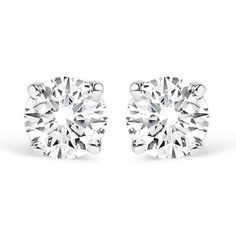 925 Sterling Silver Round Lab-Grown Diamond Classic 4-Prong Solitaire Stud Earrings II