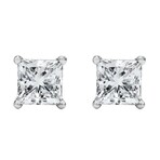 14K White Gold Princess-Cut Lab-Grown Diamond Solitaire Stud Earrings I