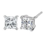 14K White Gold Princess-Cut Lab-Grown Diamond Solitaire Stud Earrings I