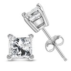 14K White Gold Princess-Cut Lab-Grown Diamond Solitaire Stud Earrings