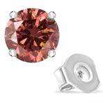 14K White Gold Round Brilliant-Cut Lab-Grown Pink Diamond 4-Prong Classic Solitaire Earrings