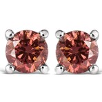 14K White Gold Round Brilliant-Cut Lab-Grown Pink Diamond 4-Prong Classic Solitaire Earrings