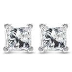 14K White Gold Princess-Cut Lab-Grown Diamond Solitaire Stud Earrings